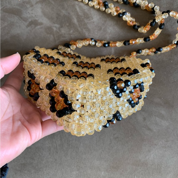 Susan Alexandra Leopard Heart Beaded Crossbody Shoulder Bag Purse - Picture 12 of 15